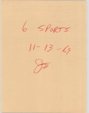 [News Script: 6pm sports, November 13, 1969]