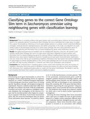 Classifying genes to the correct Gene Ontology Slim term in Saccharomyces cerevisiae using neighbouring genes with classification learning