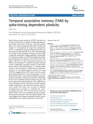Temporal associative memory (TAM) by spike-timing dependent plasticity