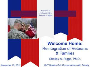 Welcome Home: Reintegration of Veterans and Families