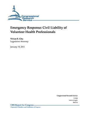 Primary view of object titled 'Emergency Response: Civil Liability of Volunteer Health Professionals'.