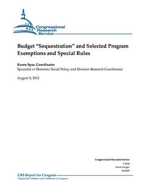 Budget "Sequestration" and Selected Program Exemptions and Special Rules