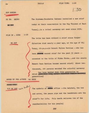 Primary view of object titled '[News Script: Indian]'.