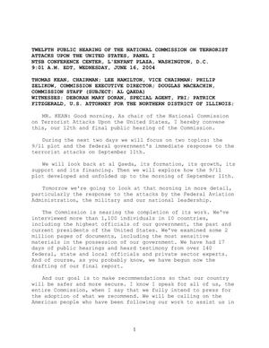 Transcript of 9-11 Commission Hearing 12, June 16, 2004