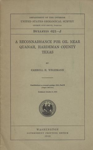 Primary view of object titled 'A Reconnaissance For Oil Near Quanah, Hardeman County Texas'.