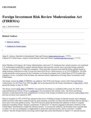 Foreign Investment Risk Review Modernization Act (FIRRMA)
