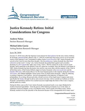 Justice Kennedy Retires: Initial Considerations for Congress