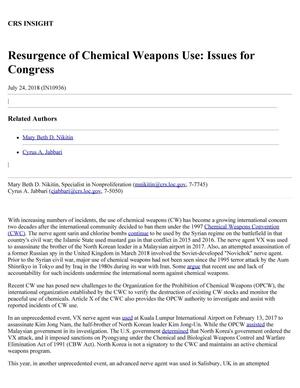 Resurgence of Chemical Weapons Use: Issues for Congress