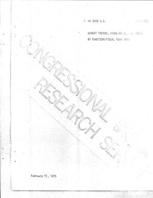 Budget Trends, Highlights And Issues By Functional Fiscal Year 1975