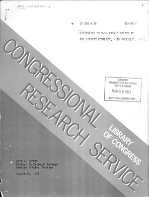 Statistics on U.S. Participation in Vietnam Conflict, With Addendum, 1972