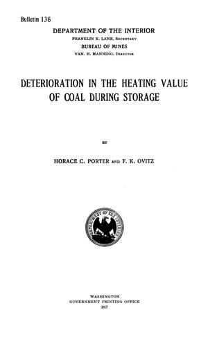 Deterioration in the Heating Value of Coal During Storage