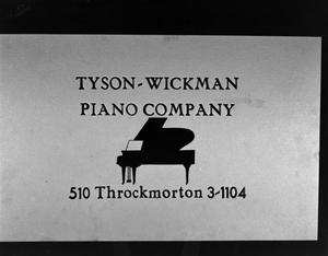 [Tyson-Wickman Piano Company Advertisement]