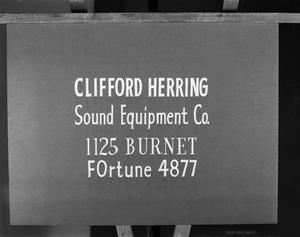 [Clifford Herring Sound Equipment Company advertisement]