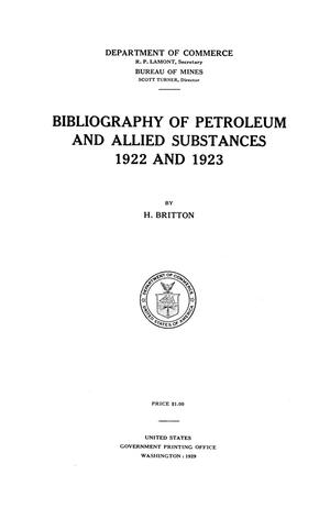 Bibliography of Petroleum and Allied Substances, 1922 and 1923