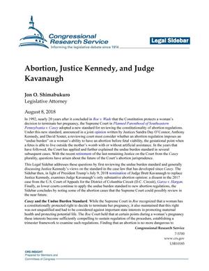 Abortion, Justice Kennedy, and Judge Kavanaugh