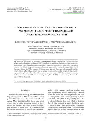 Primary view of object titled 'The South Africa World Cup: The Ability of Small and Medium Firms to Profit From Increased Tourism Surrounding Mega-Events'.