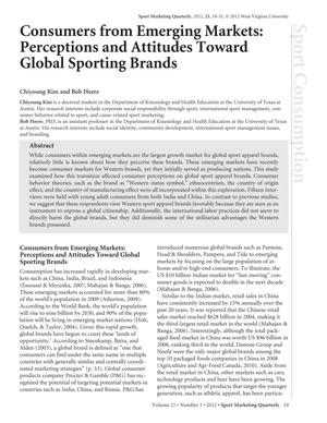 Consumers from Emerging Markets: Perceptions and Attitudes Toward Global Sporting Brands