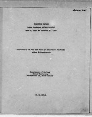 Penetration of the Gut Wall by Intestinal Bacteria After X-Irradiation. Progress Report June 1, 1955 to January 31, 1956