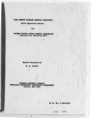 High Energy Storage Ceramic Capacitor. Quarterly Report No. 5 [for] January 1, 1958 -- March 31, 1958