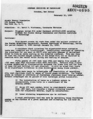 Progress letter No. 11 for January 1, 1960 through January 31, 1960