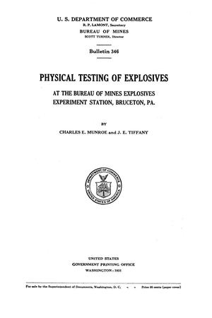 Primary view of Physical Testing of Explosives at the Bureau of Mines Explosives Experiment Station, Bruceton, Pennsylvania