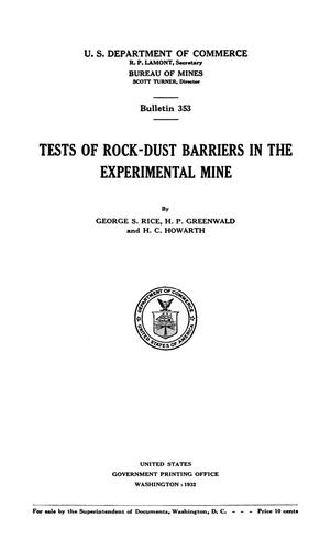 Tests of Rock-Dust Barriers in the Experimental Mine