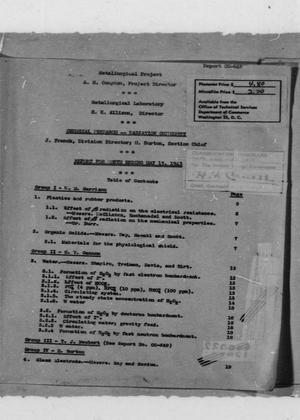 Metallurgical Laboratory, Chemical Research - Radiation Chemistry, Report for the Month Ending May 15, 1943