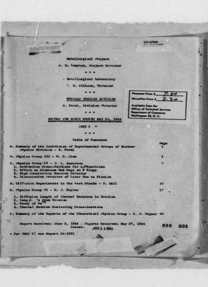 Primary view of object titled 'Metallurgical Laboratory, Nuclear Physics Division, Report for the Month Ending May 25, 1944'.