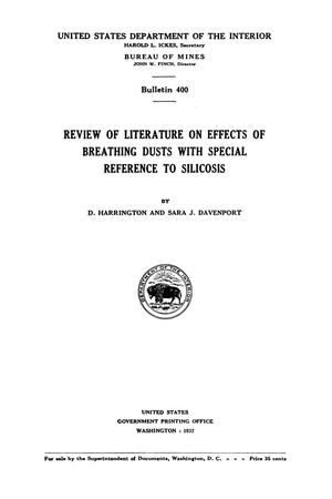 Review of Literature on Effects of Breathing Dusts with Special Reference to Silicosis