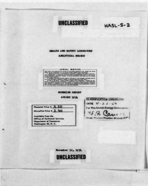 Primary view of object titled 'Summary Report [of Analytical Results from the HASL Strontium Program] August 1954'.