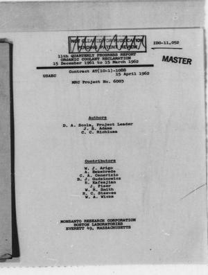 Primary view of object titled '11th Quarterly Progress Report Organic Coolant Reclamation, 15 December 1961 to 15 March 1962'.