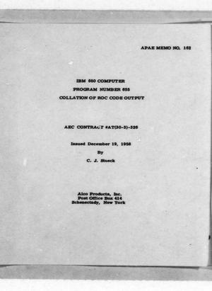 IBM 650 Computer, Program Number 755, Collation of ROC Code Output