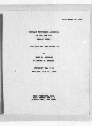 Nuclear Excursion Analysis on the IBM 650 (Early Code)