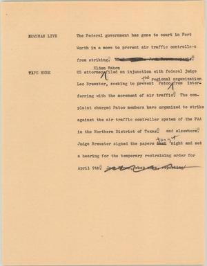 Primary view of object titled '[News Script: PATCO vs Government]'.