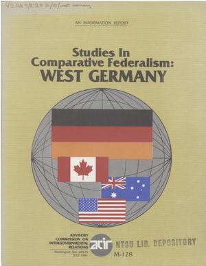 Studies in comparative federalism : West Germany