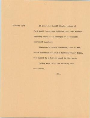 Primary view of object titled '[News Script: Deadly Fort Worth shooting]'.