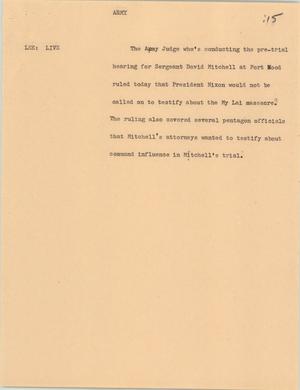 Primary view of object titled '[News Script: Army]'.