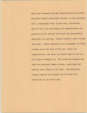 Primary view of object titled '[News Script: Anti-war protests]'.