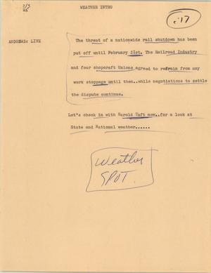 Primary view of object titled '[News Script: Railroad strike negotiations]'.