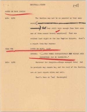 Primary view of object titled '[News Script: Arrival]'.