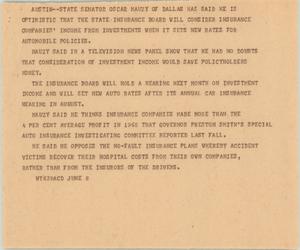 Primary view of object titled '[News Script: Insurance rate increases]'.