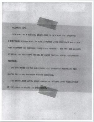 Primary view of object titled '[News Script: Indictment and suspension]'.