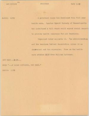 Primary view of object titled '[News Script: Business]'.