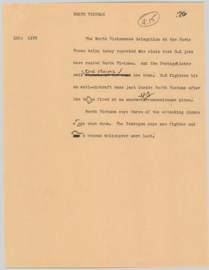 Primary view of object titled '[News Script: North Vietnam]'.