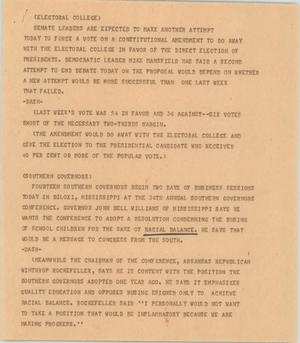 Primary view of object titled '[News Script: Electoral college]'.