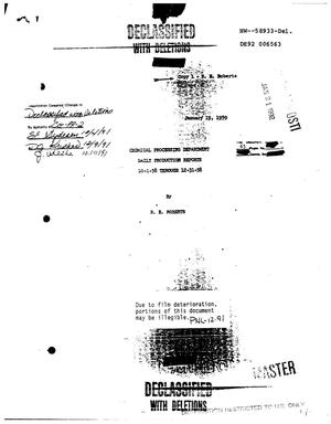 Chemical Processing Department Daily Production Reports, October 1, 1958--December 31, 1958