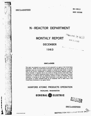 N-Reactor Department monthly report, December 1963