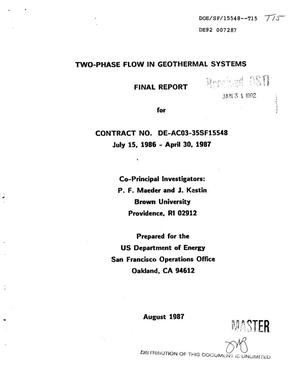 Two-Phase Flow in Geothermal Systems. Final Report, July 15, 1986--April 30, 1987
