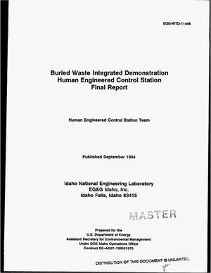Buried waste integrated demonstration human engineered control station. Final report