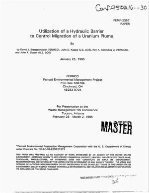 Utilization of a hydraulic barrier to control migration of a uranium plume